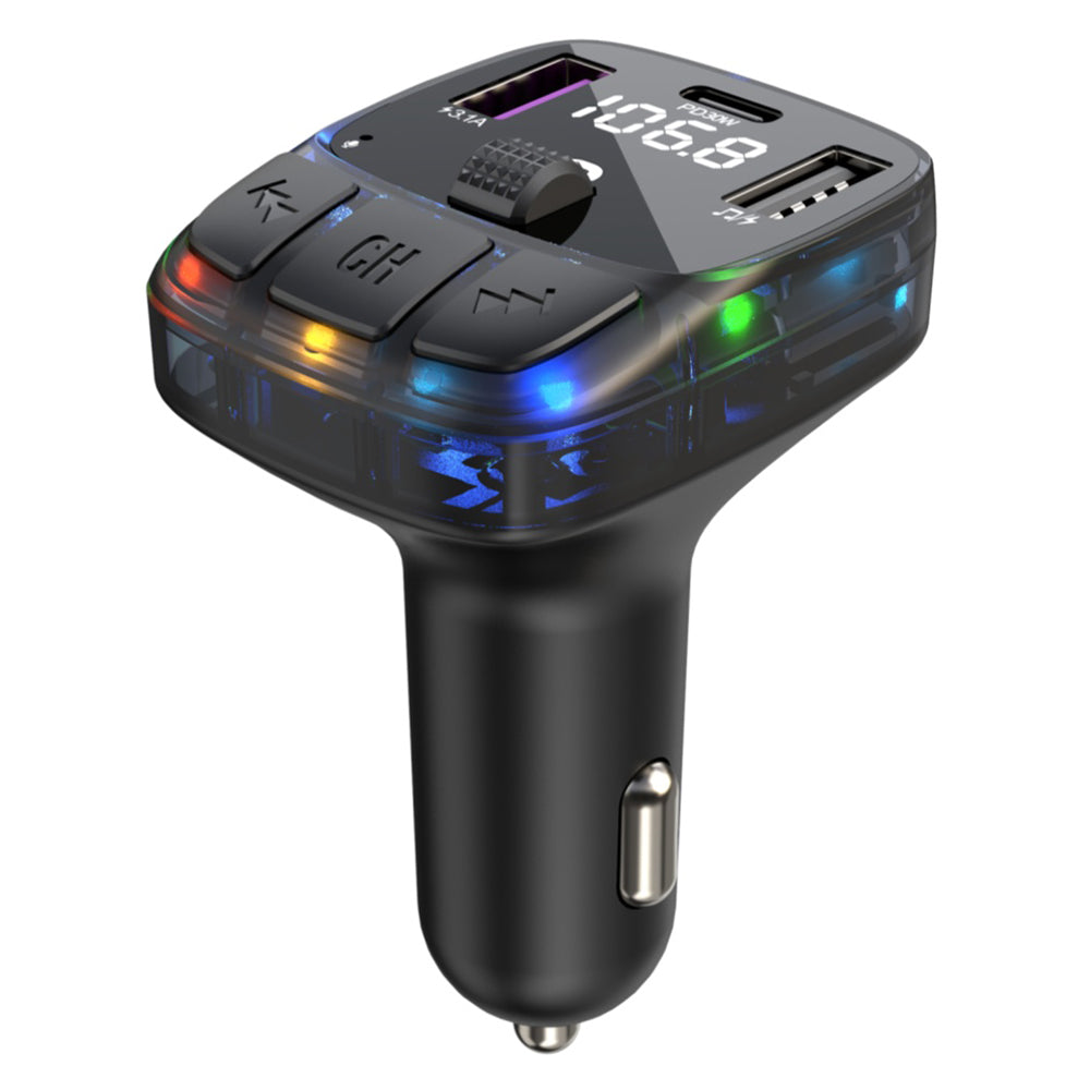 C57 Colorful Light Car Bluetooth Adapter Hands-free Call MP3 Player FM Transmitter PD Type-C + Dual USB Car Charger C57 Colorful Light Car Bluetooth Adapter Hands-free Call MP3 Player FM Transmitter PD Type-C + Dual USB Car Charger